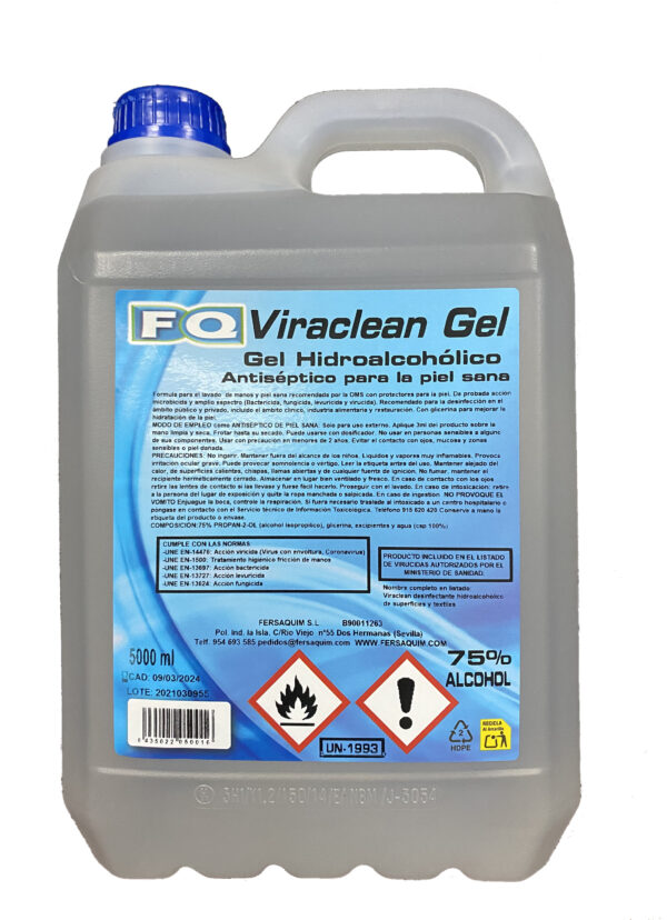 VIRACLEAN GEL DESINFECTANTE-HIDROALCOHOLICO PIEL 1 L