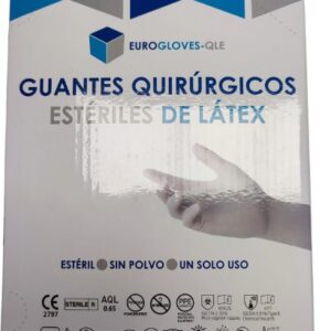 GUANTE QUIRÚRGICO ESTÉRIL LÁTEX SIN POLVO EUROGLOVES UDX Nº7 -CAJA 50 PARES