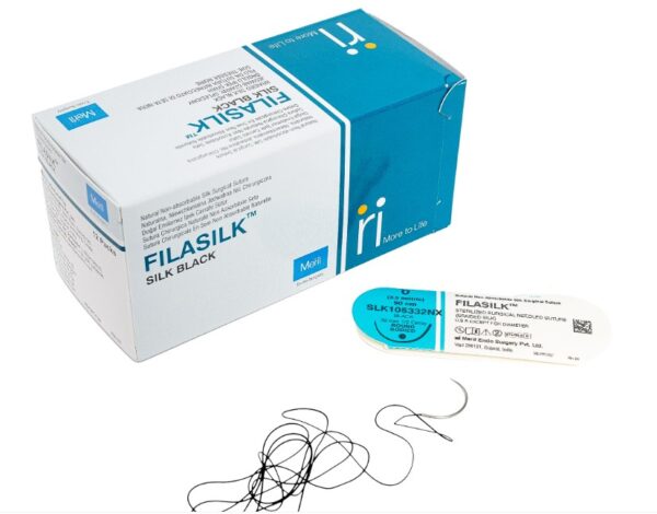 SUTURA FILASILK SEDA 3/0 AGUJA 26MM. ROUND BODY 1/2 CIR 75 CM NEGRA-CAJA 12 UNDS