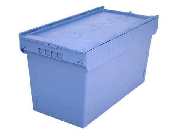 CAJA DE PLASTICO APILABLE Y ENCAJABLE CON TAPA INTEGRADA  810x400x440 mm