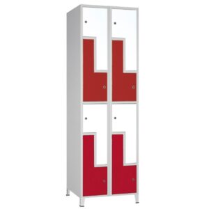 TAQUILLA VESTUARIO SOLDADA 8 PUERTAS EN L CON PATAS FIJAS