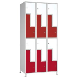 TAQUILLA VESTUARIO SOLDADA 12 PUERTAS EN L CON PATAS FIJAS
