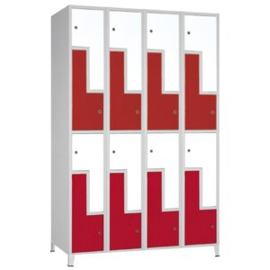 TAQUILLA VESTUARIO SOLDADA 16 PUERTAS EN L CON PATAS FIJAS
