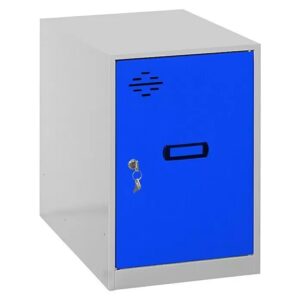 TAQUILLA METALICA GRIS MINI 50X30X45 CM UNA PUERTA AZUL