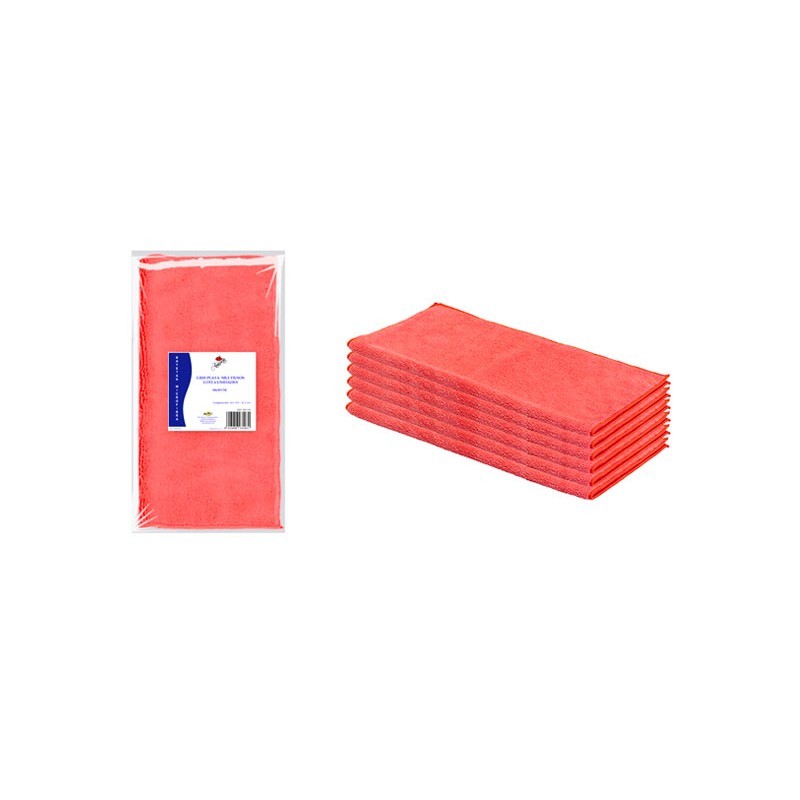 PAÑO MICROFIBRA MULTIUSOS, ROJO (LOTE 6 UNDS)