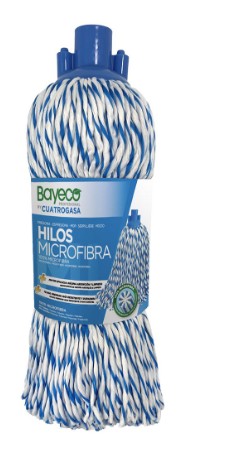 FREGONA BAYECO MICROFIBRA HILOS BLANCO/AZUL